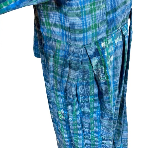 Handmade Vintage 80s Guatemalan Ikat Maxi Dress Embroidered Huipil Panel - Picture 7 of 9